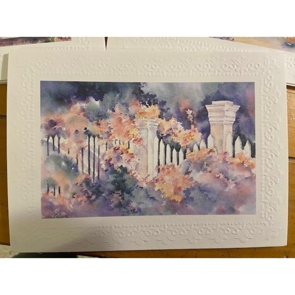 L Gorsic Watercolor Note Cards Set of 25 Garden Designs Embossed Border Blank - Picture 6 of 16